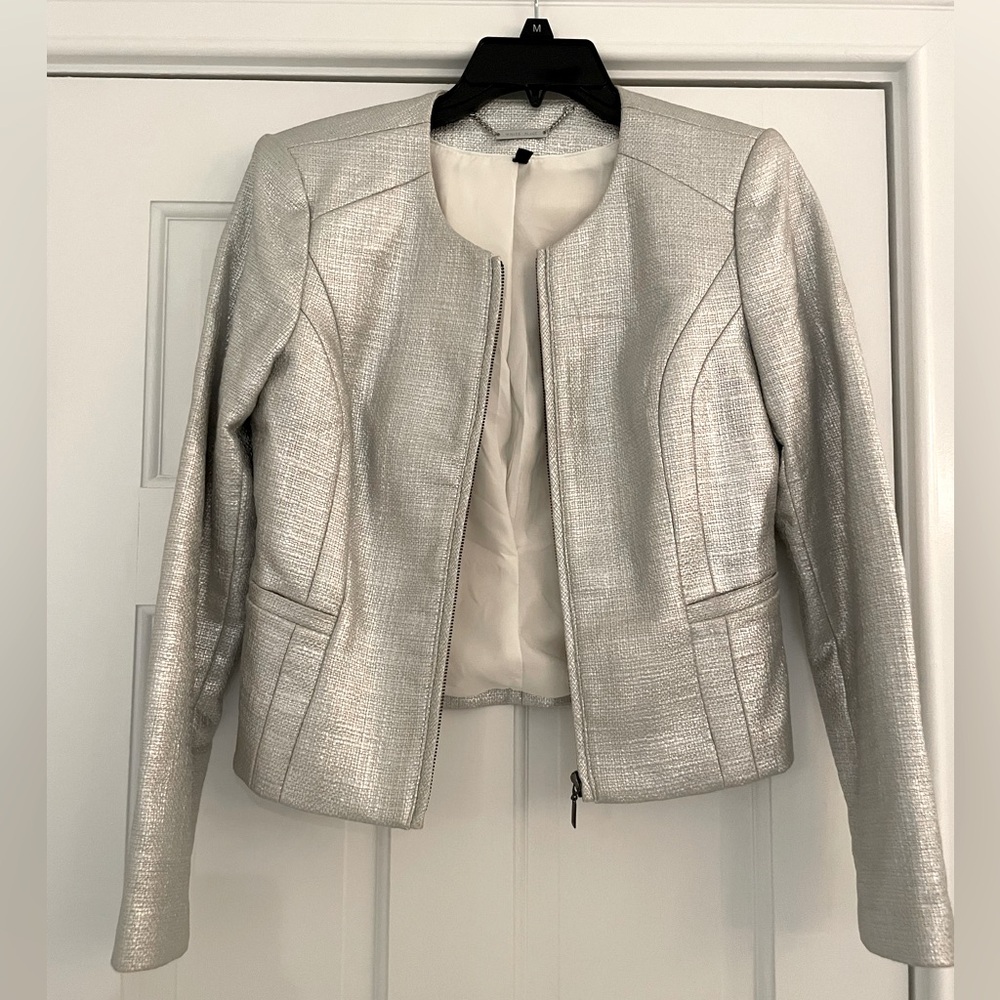 White House Black Market Silver Jacket - Size 4